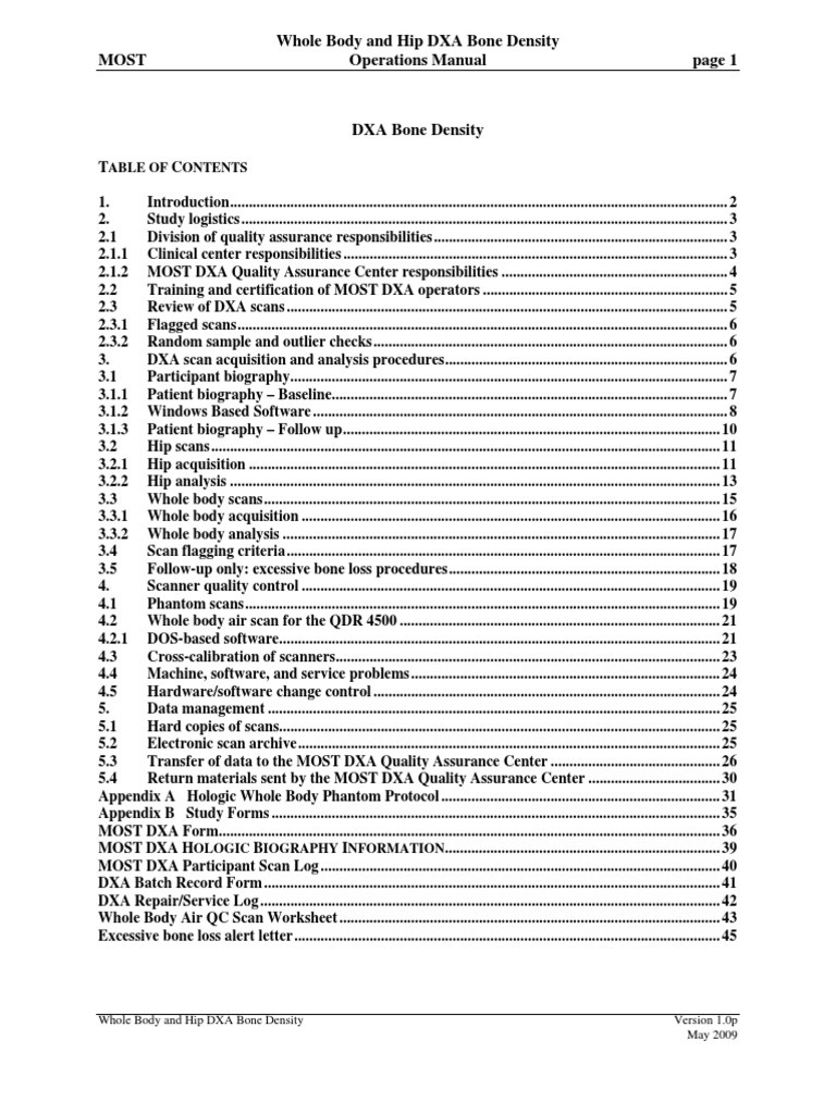 DXA Bone Density Operations Manual | PDF | Image Scanner | Quality ...