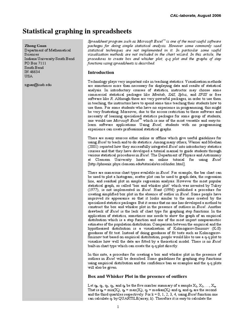 Statistical Graphing In Spreadsheets Download Free Pdf Probability