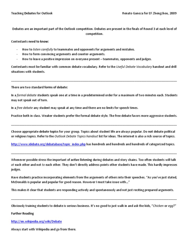 Effective Debate Techniques for Students | PDF | Human Communication ...