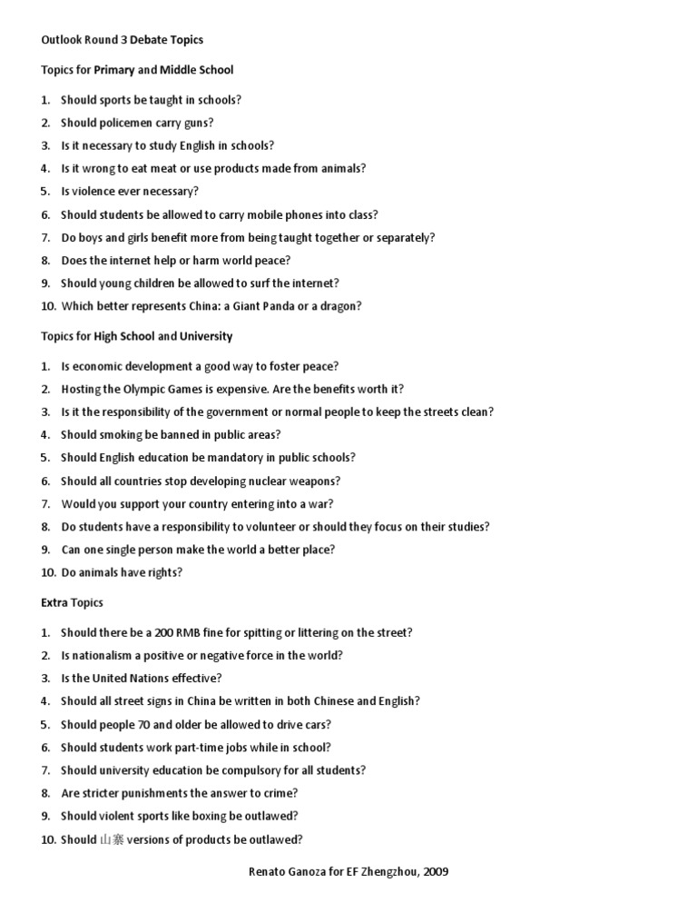 Round 3: Debate Topics | PDF
