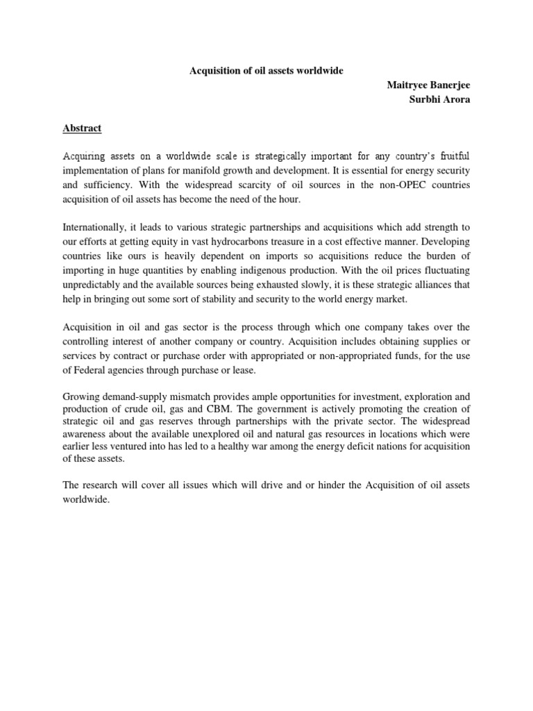 Paper-Acquistion of Assets Worldwide | PDF | Mergers And Acquisitions ...