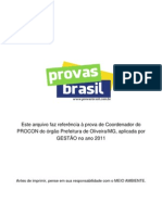 Prova Objetiva Coordenador Do Procon Prefeitura de Oliveira MG 2011 Gestao