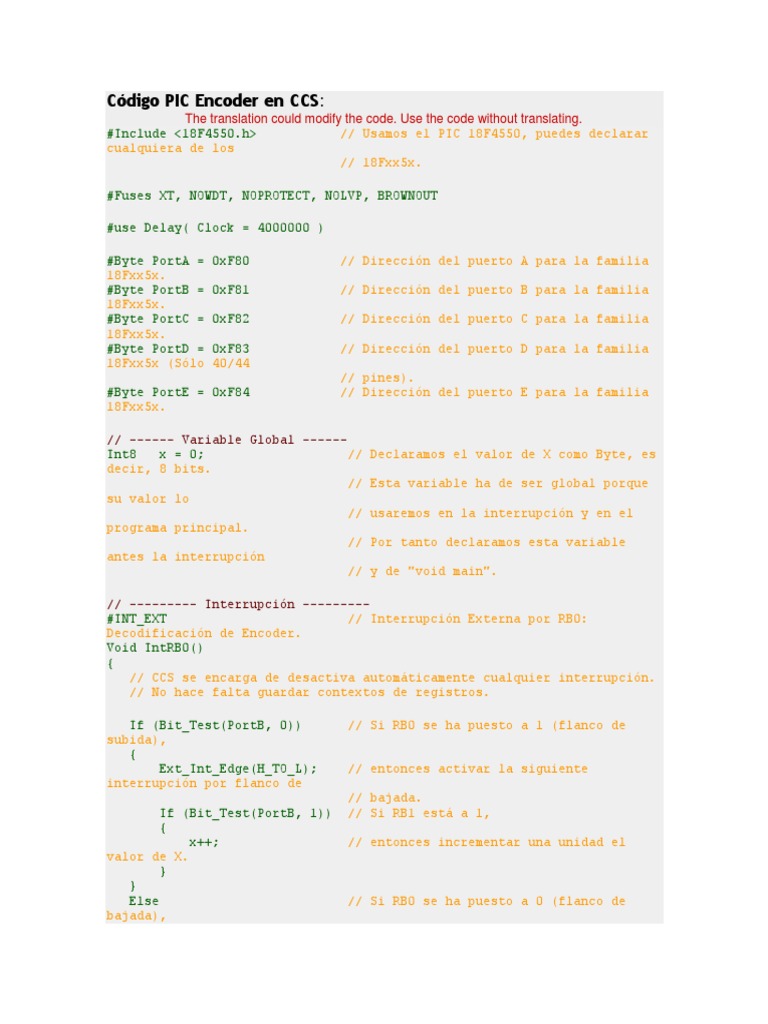Código PIC para Encoder en CCS | PDF | Áreas de informática ...