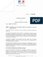 circulaire conséquence refus illégal de mariage 13 juin 2013