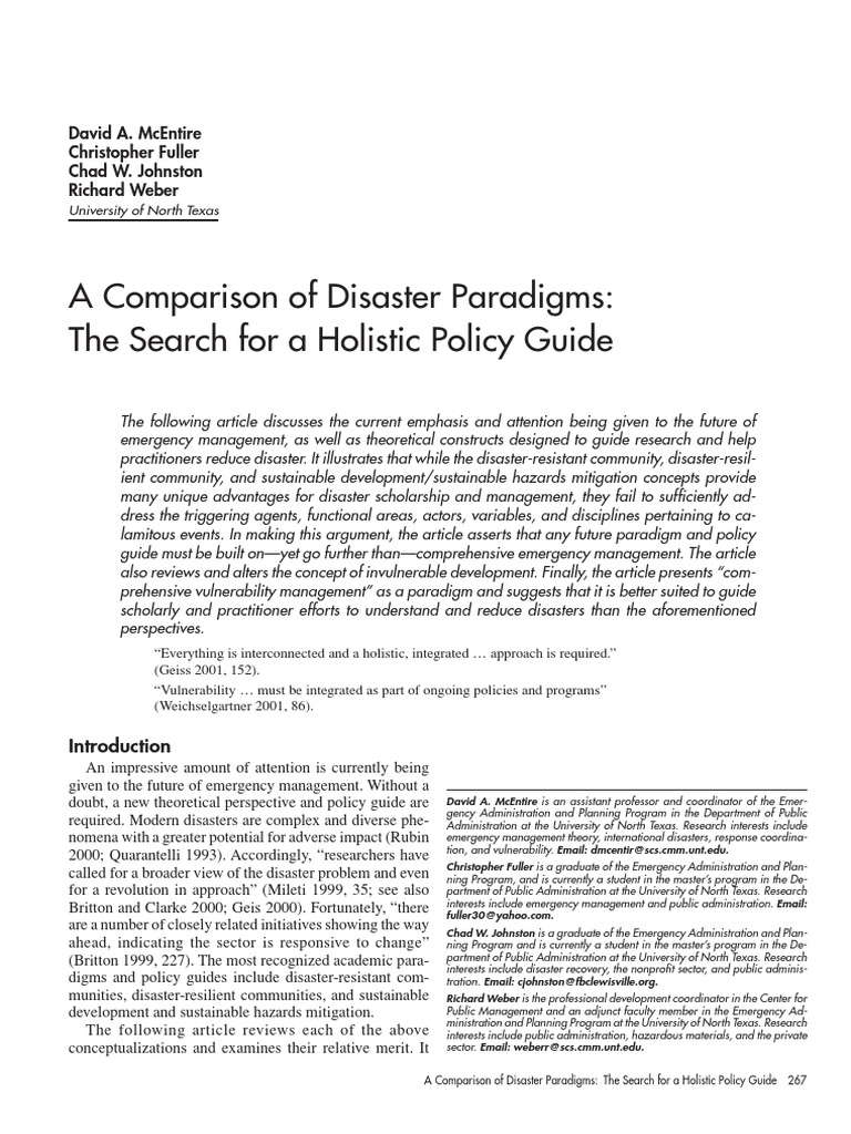 Holistic Disaster Management Paradigms | PDF | Emergency Management ...