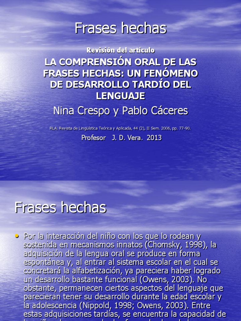 Comprensión de Frases Hechas en Niños | PDF | Metáfora | Conocimiento
