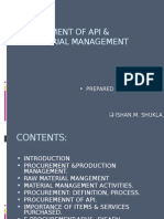 Procurement of Api & Rawmaterial Management: Prepared & Presented By
