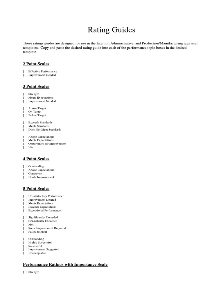 Rating Guides: 2 Point Scales | PDF | Business