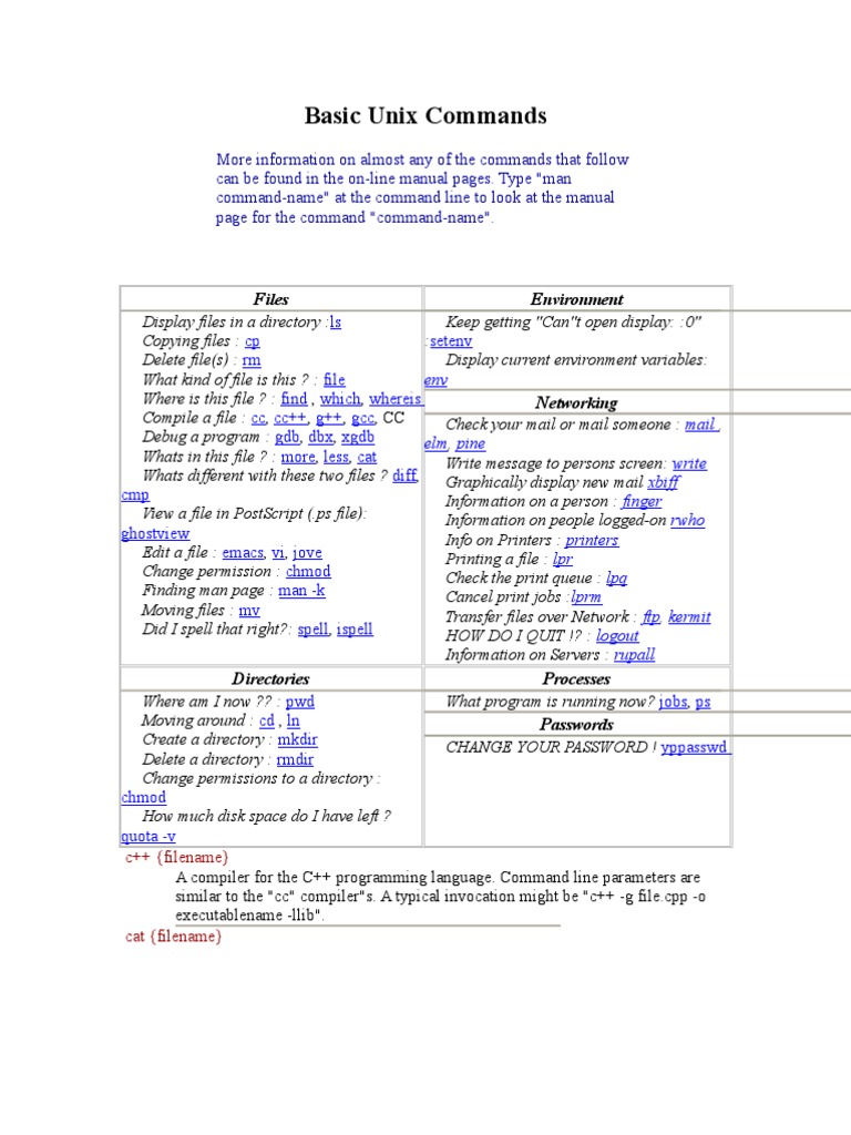 Basic Unix Commands | PDF | Technology & Engineering
