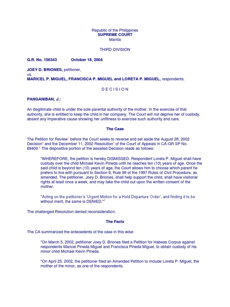 Visitation Rights of Father Jurisprudence PDF Contact (Law