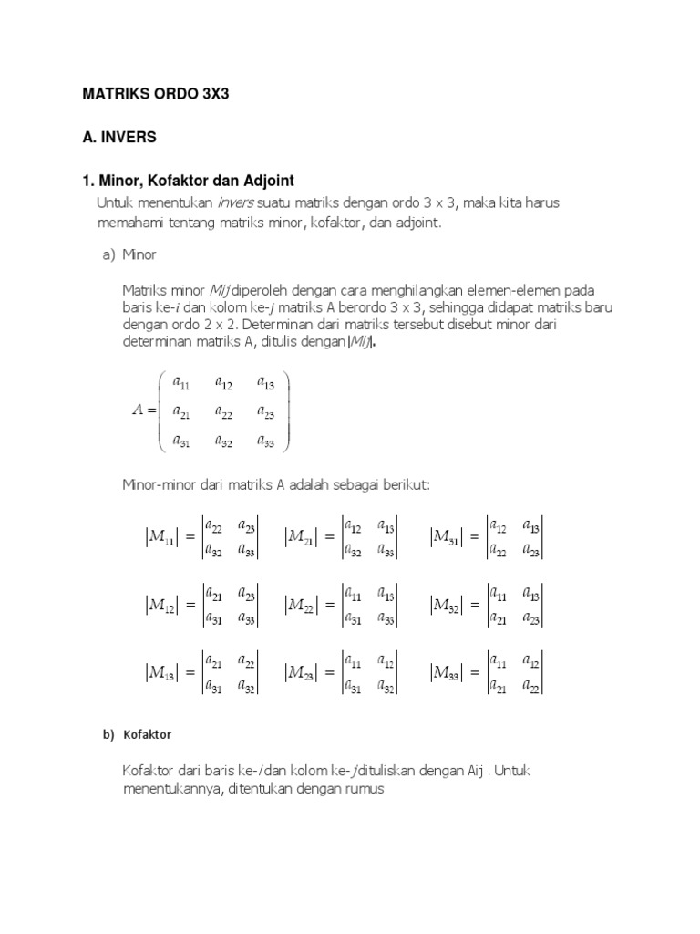 Matriks Ordo 3x3 A Invers 1
