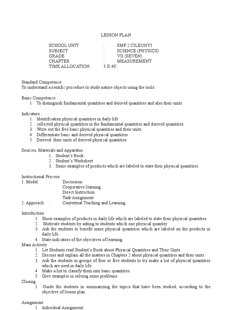 Lesson Plan Science Level 7 Fahrenheit Lesson Plan