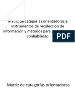 Matriz categorías, entrevistas y observación en investigación