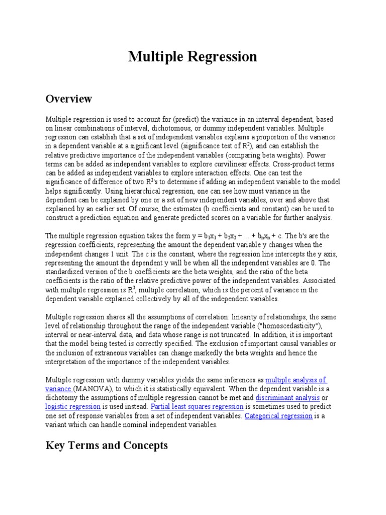 Multiple Regression Document | PDF | Coefficient Of Determination ...