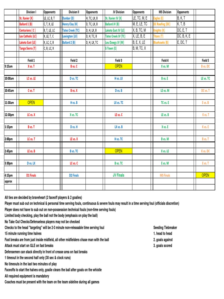 FallBrawlSchedule Teams13 | PDF