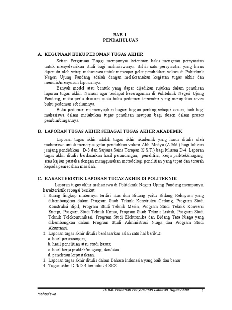 Pedoman Penulisan Tugas Akhir Politeknik | PDF