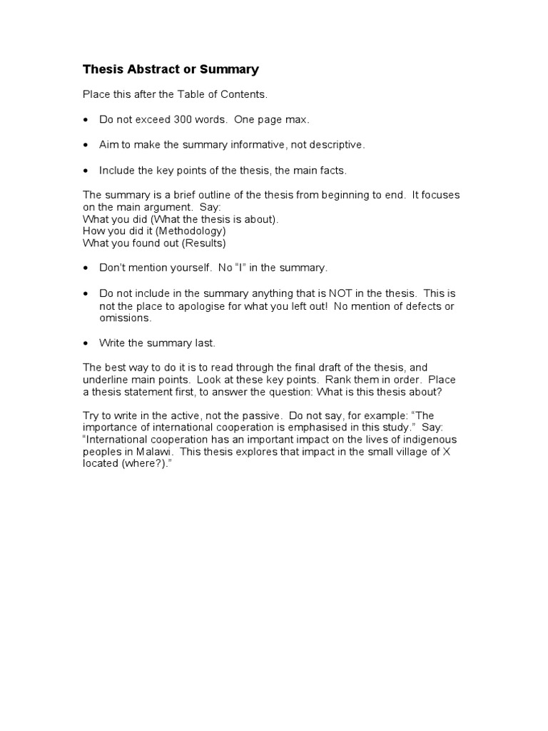 How to Write a Thesis Summary | PDF