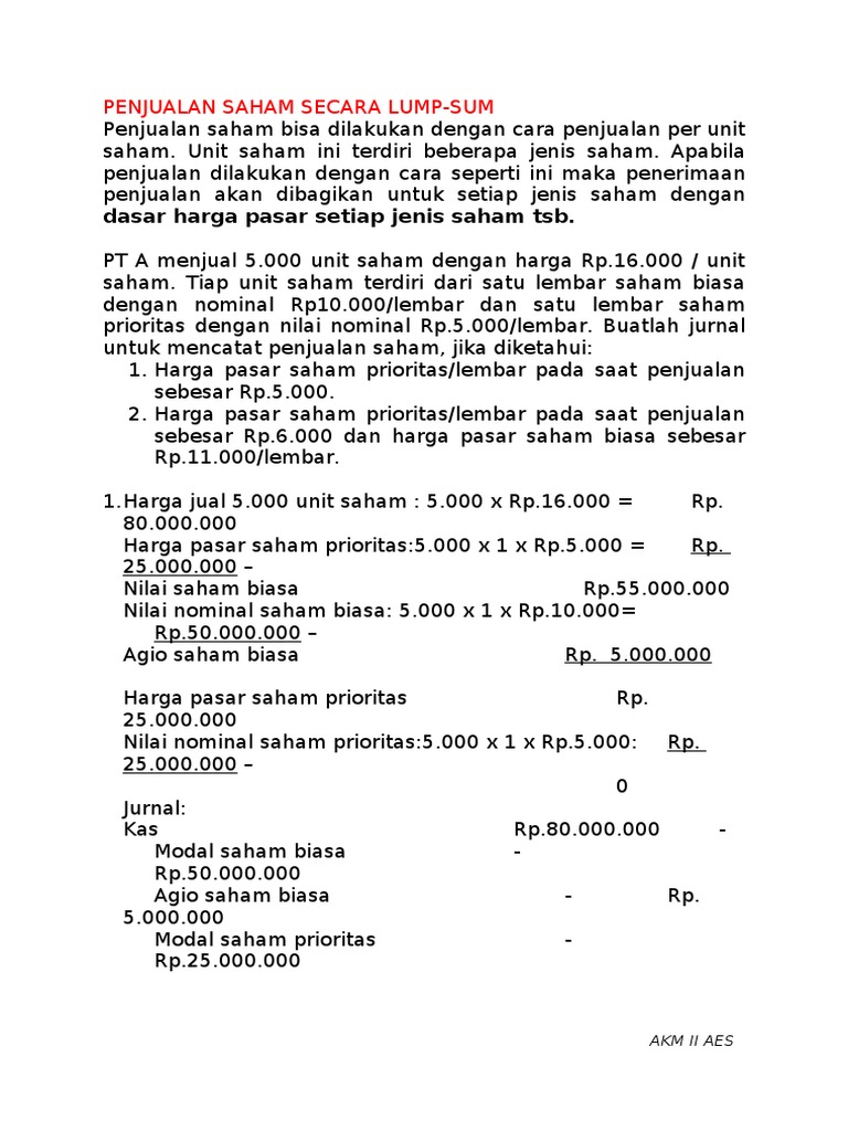 10penjualan Saham Secara Lump
