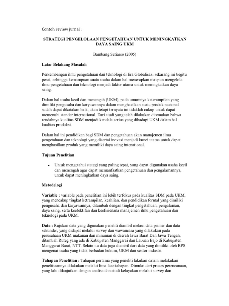 ➤ Contoh review jurnal essay