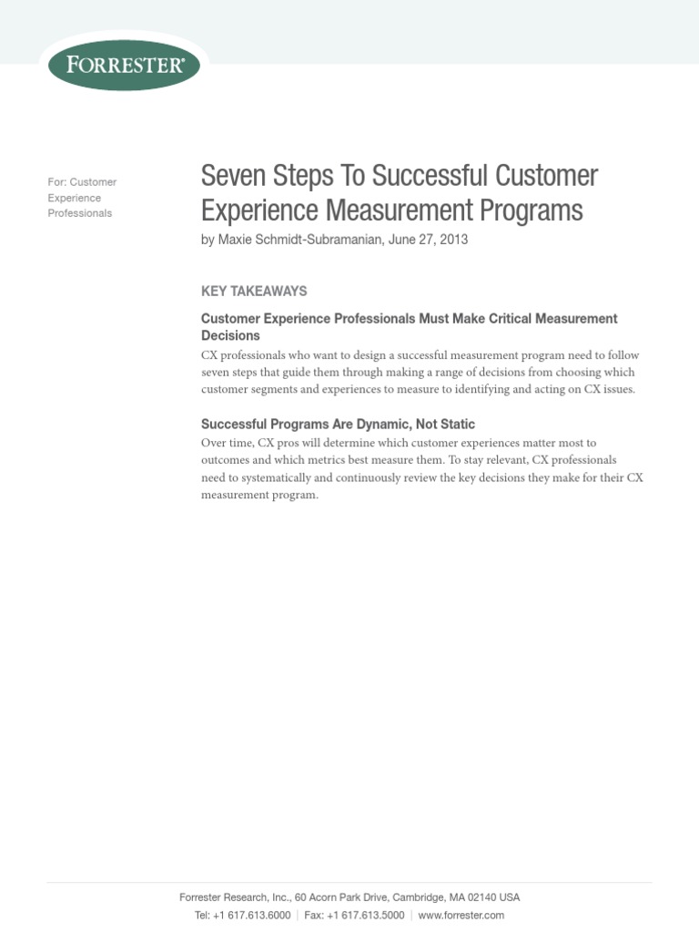 Seven Steps for CX Measurement Success | PDF | Customer Experience ...