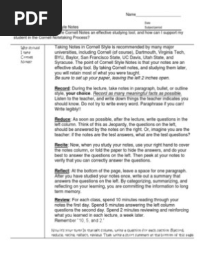 How and Why of Cornell Notes