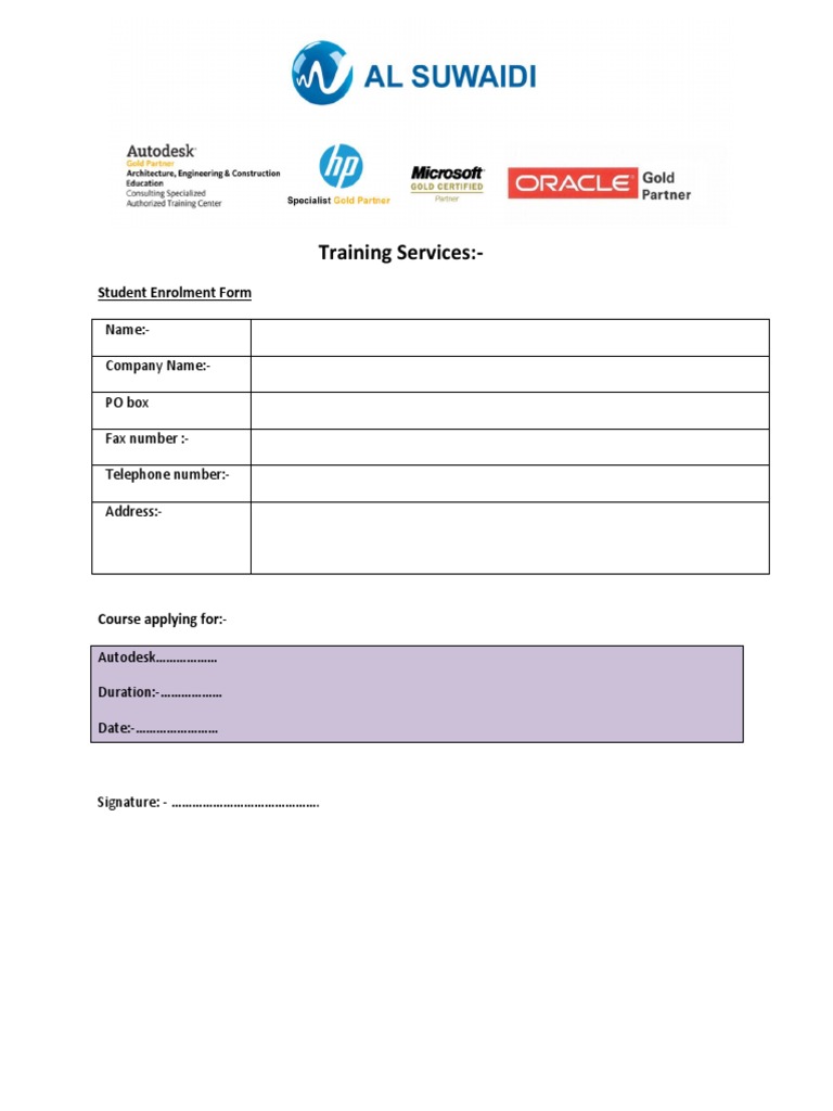 Training Services:-: Student Enrolment Form | PDF