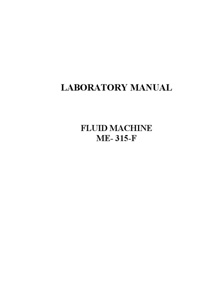 Fluid Machine Laboratory Manual | PDF