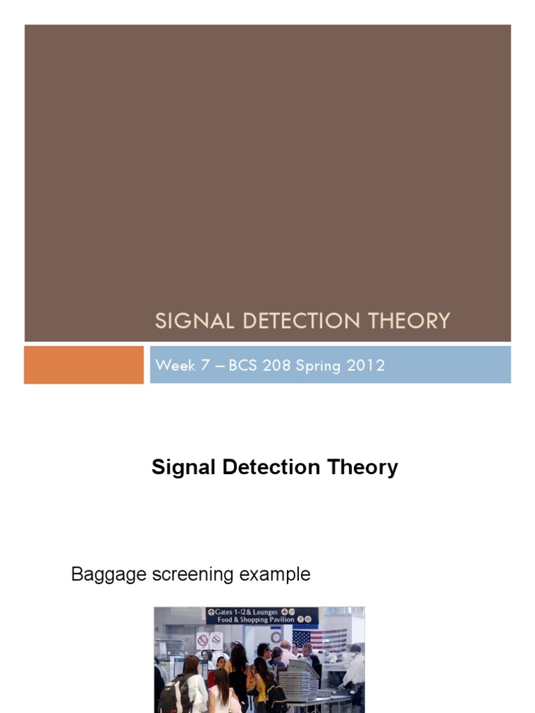 Signal Detection Theory PDF Receiver Operating Characteristic