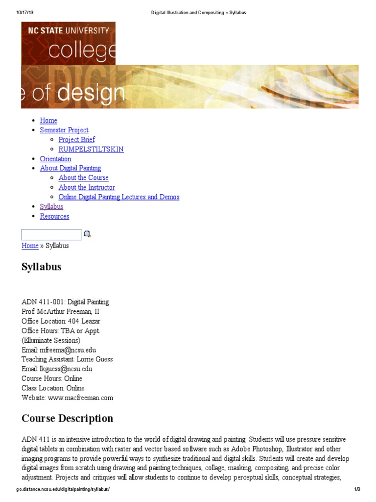 ADN 411 Digital Illustration Syllabus | PDF | Adobe Photoshop | Drawing
