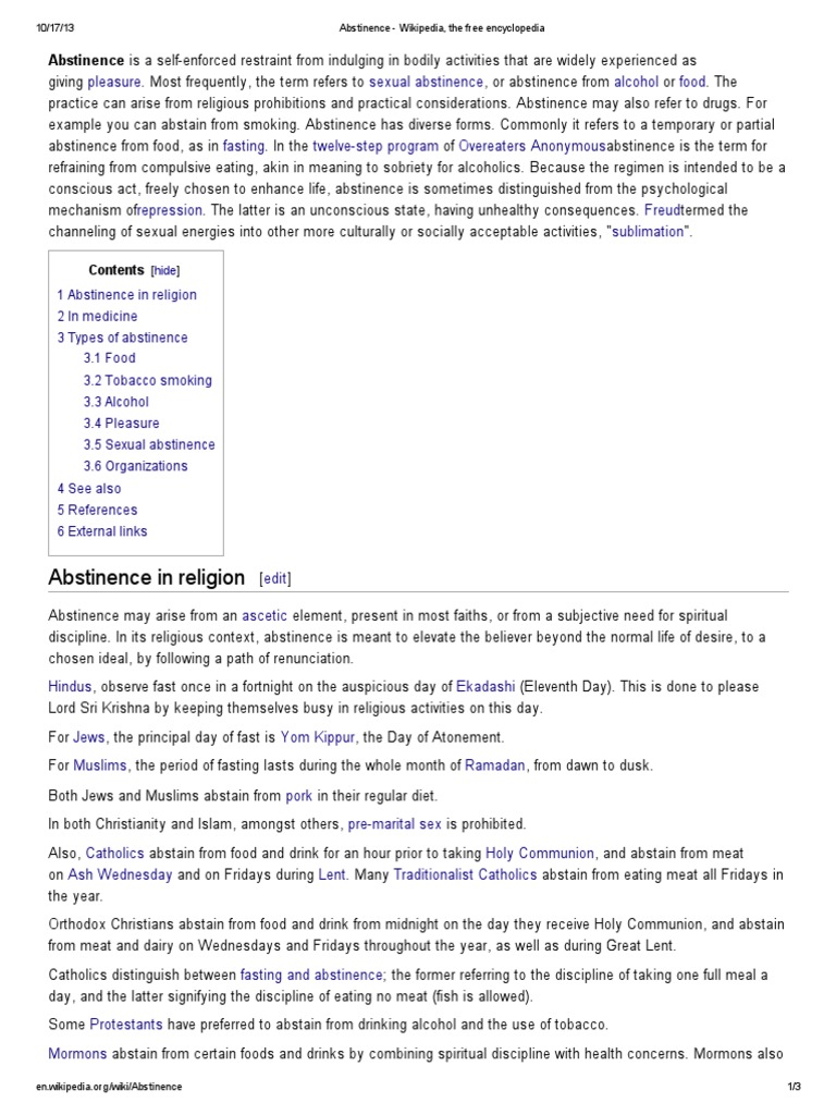Abstinence in Religion PDF Simple Living Religious Behaviour And