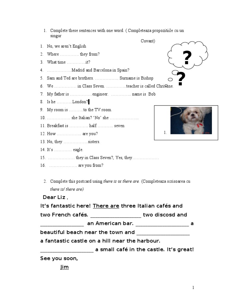 One Word Sentence Completion Exercises | PDF | Morphology | Syntax