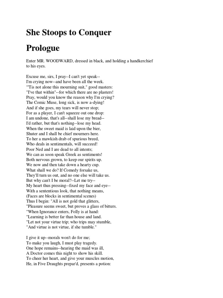 She Stoops To Conquer Prologue | PDF