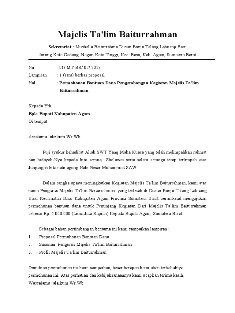 Contoh Proposal Bantuan Sarana Dan Prasarana Tpq Contoh Proposal Bantuan Sarana Dan Prasarana Tpq