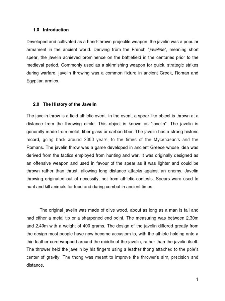The History of The Javelin PDF Track And Field Shoulder