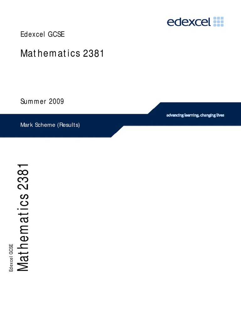 2381 GCSE Mathematics Mark Scheme 20090714 | PDF | Fraction ...
