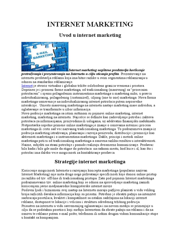 Uvod u Internet Marketing Strategije | PDF