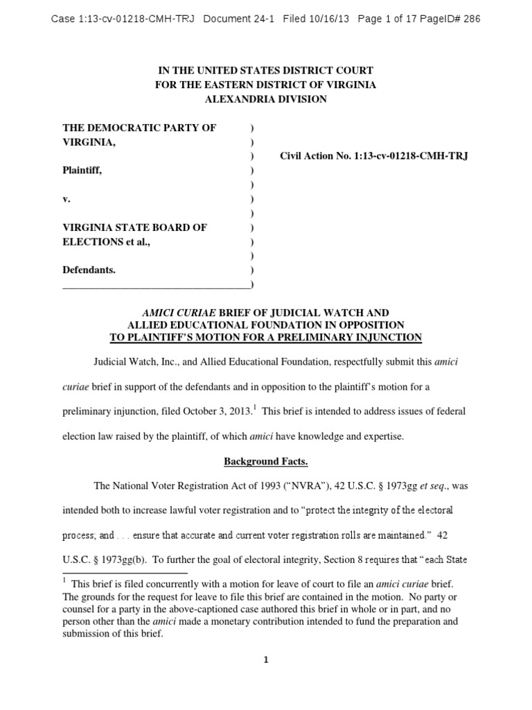 Brief Judicial Watch PDF Brief (Law) Injunction