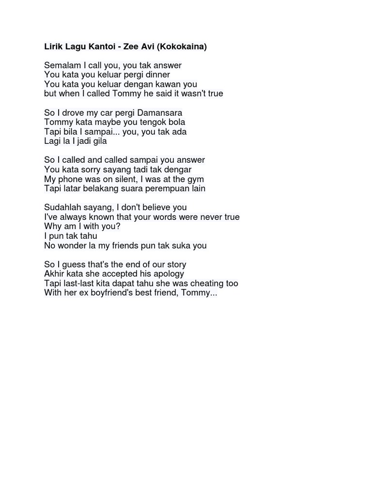 Lirik Lagu Kantoi Pdf