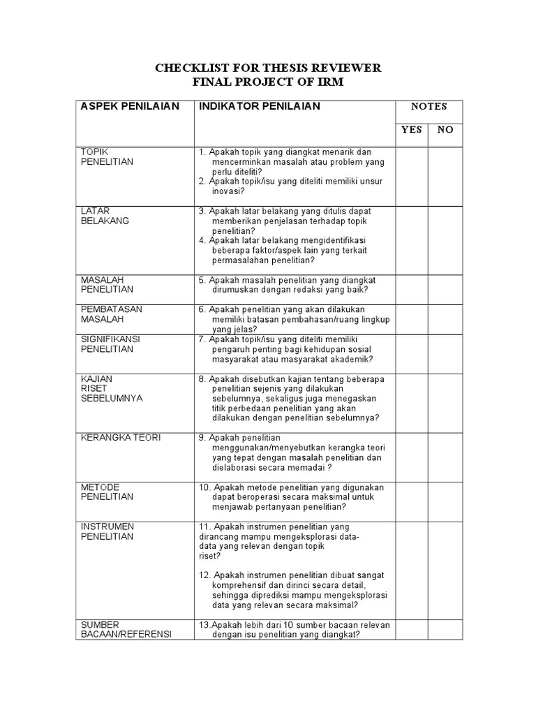 what is thesis assessment