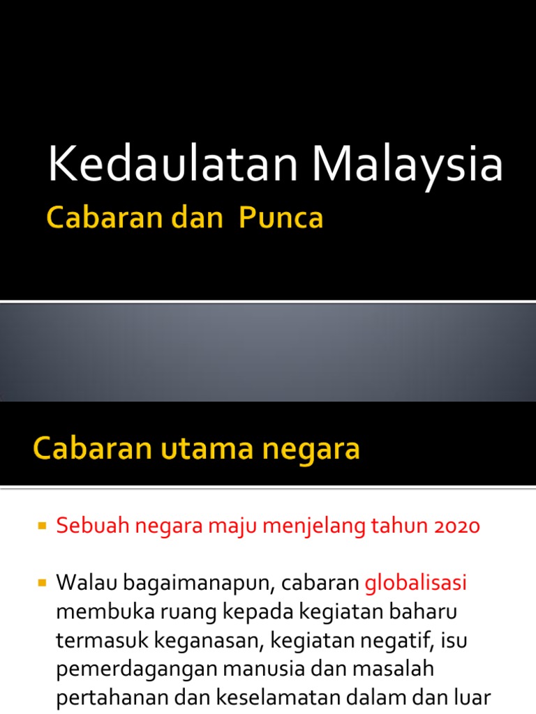 Kedaulatan Malaysia: Cabaran, Punca Dan Penyelesaian  PDF