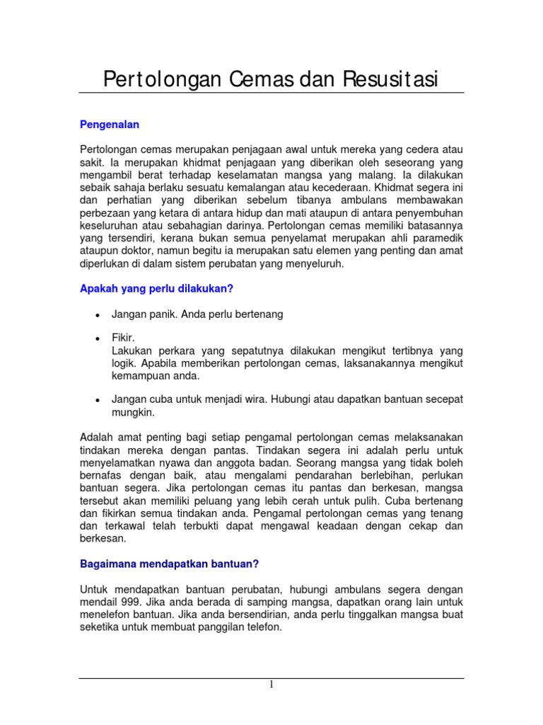 Asa Pertolongan Cemas Pdf