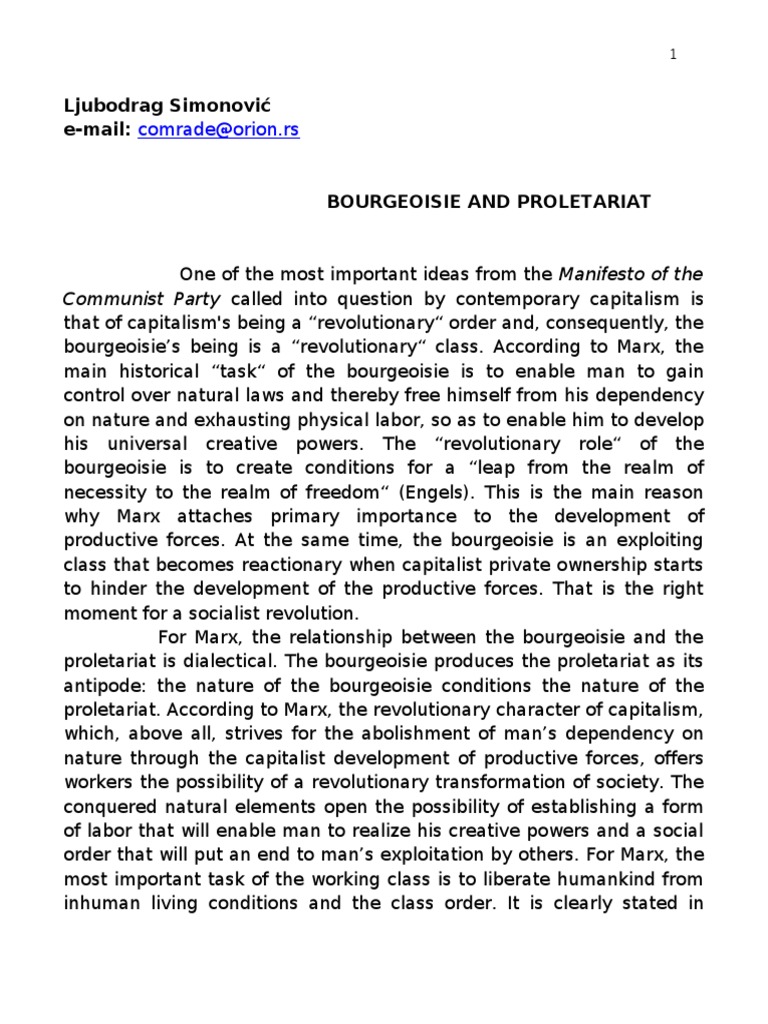 Bourgeoisie and Proletariat | PDF | Capitalism | Karl Marx