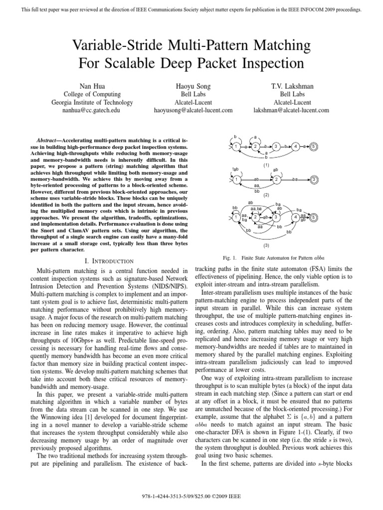 Variable-Stride Multi-Pattern Matching For Scalable Deep Packet ...