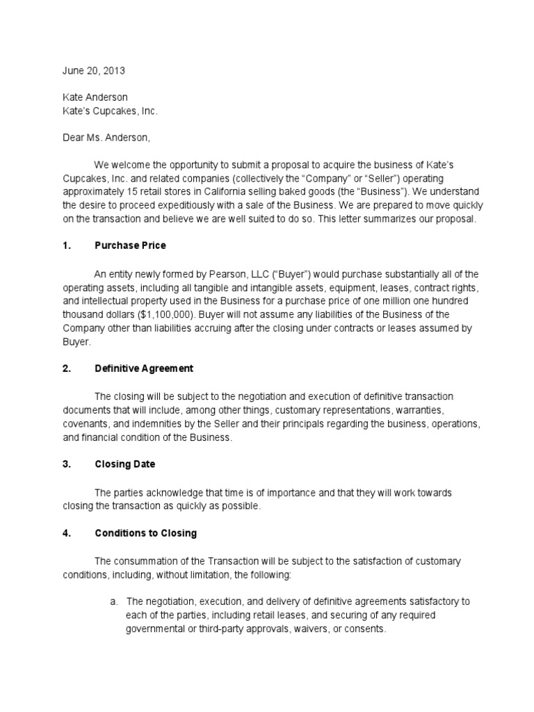 Letter of Intent For Business | PDF