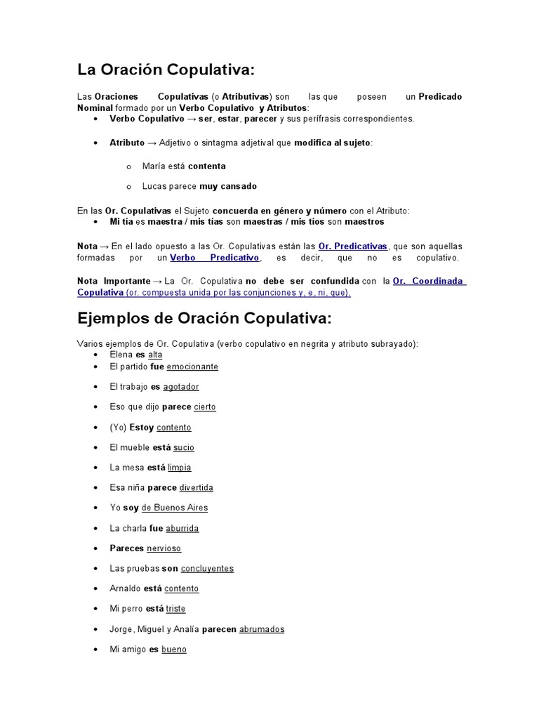 La Oración Copulativa