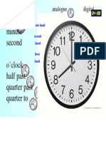 Hour Minute Second O'clock Half Past Quarter Past Quarter To