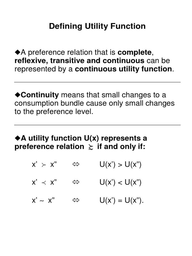 Defining Utility Function | Utility | Mathematical Objects