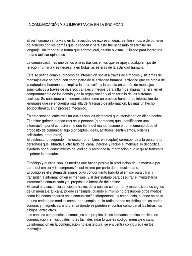 LA COMUNICACIÓN Y SU IMPORTANCIA EN LA SOCIEDAD ensayo 3