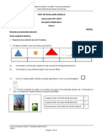 Evaluare Initiala Matematica Cls I Test