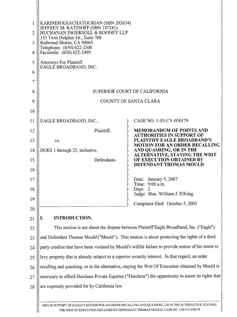 Sample Motion To Recall and Quash Writ PDF